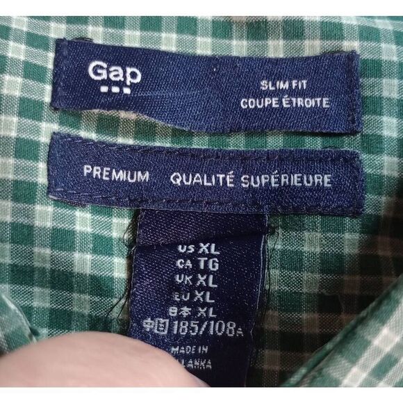 Gap Shirt Men's Extra Large Slim Fit Green Button Front Long Sleeve Preppy Corpo - Picture 6 of 8